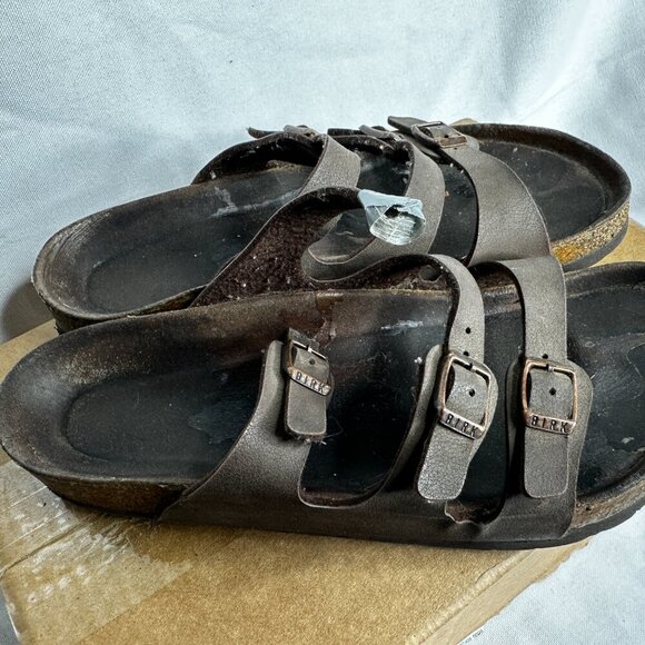 Birkenstock - Florida Sandals - Brown Leather Slip-ons - EU Size 42 - Picture 6 of 9